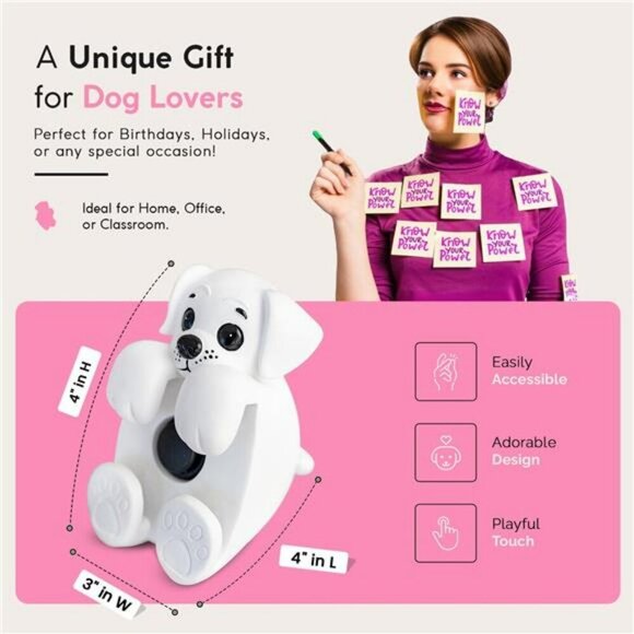 Dog Sticky Note Holder Resin Desk Organizer Cute Dispenser for Office Decor - Picture 4 of 7